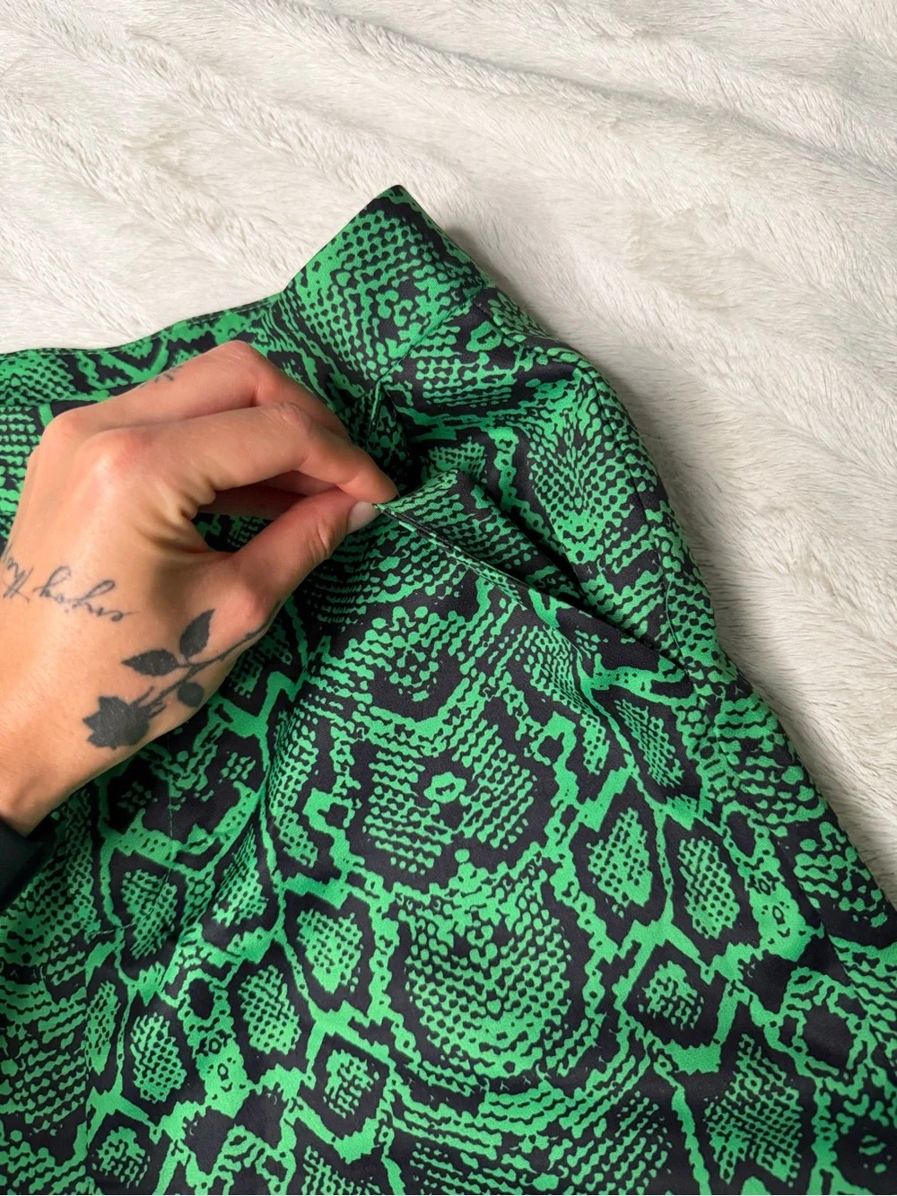 Green Snake-Print High-Waist Women’s Shorts